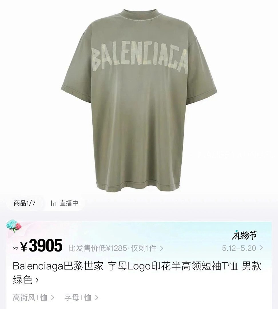 【A+ Item ID 8278 Balenc1Aga (Paris-2023S Pattern Paper Series Short Sleeves Retro) - Image 5