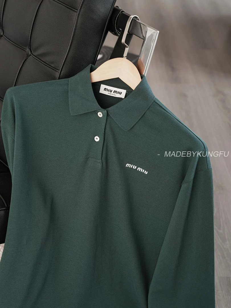 【A+ Item ID 8185 M1UM1U Miu Summer Series -50 Long-Staple Cotton Pique POLO (Green) - Image 13