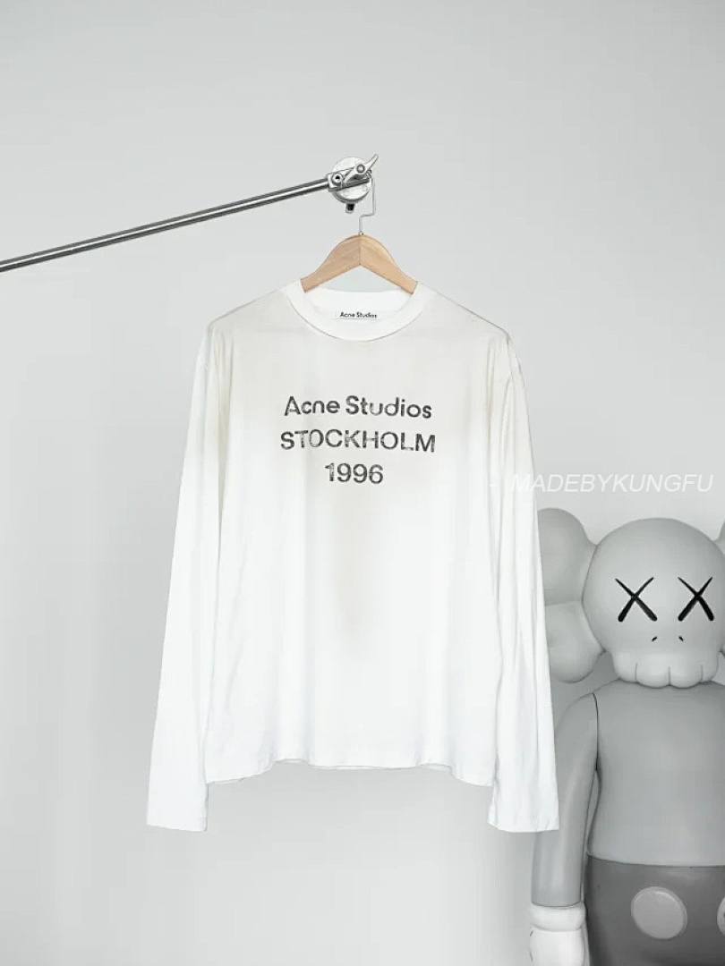【A+ Item ID 9010 Acne Letter Print Round Neck Off Shoulder Long Sleeved Shirt - Image 22