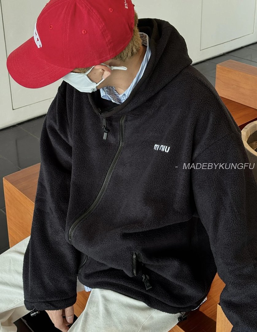 【A+ Item ID 8043 Miu FW25 Chinese Valentine's Day Cotton Logo Hooded Fleece Zipper - Image 28