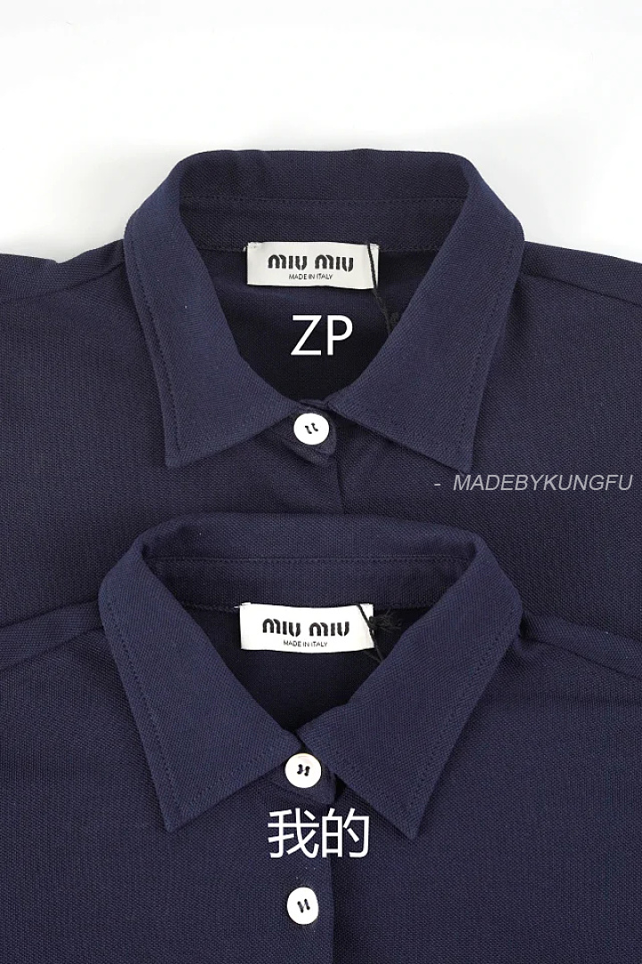 【A+ Item ID 9059 Miu Cotton Beaded Embroidered Logo Button Closure Straight Tube Short Sleeved Shir - Image 32