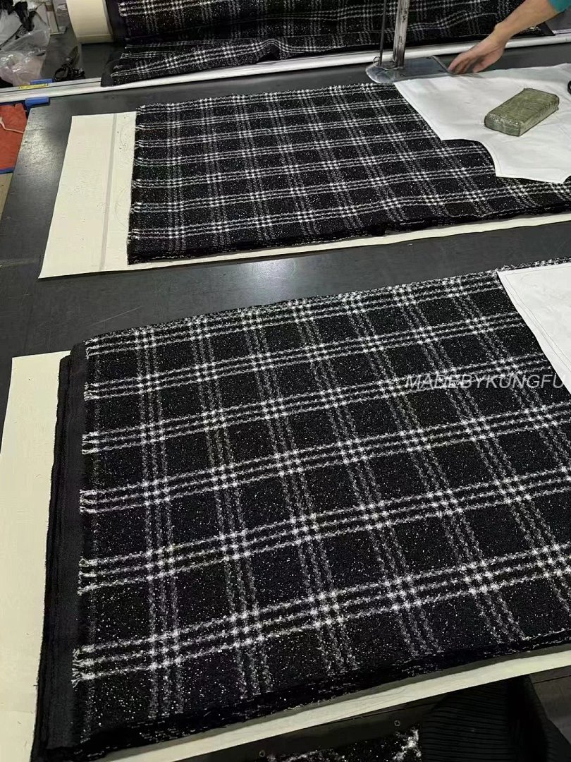 【A+ Item ID 8026 CHANE1- Chanel 22K Tweed Black And White Checkered Floral Coat - Image 41