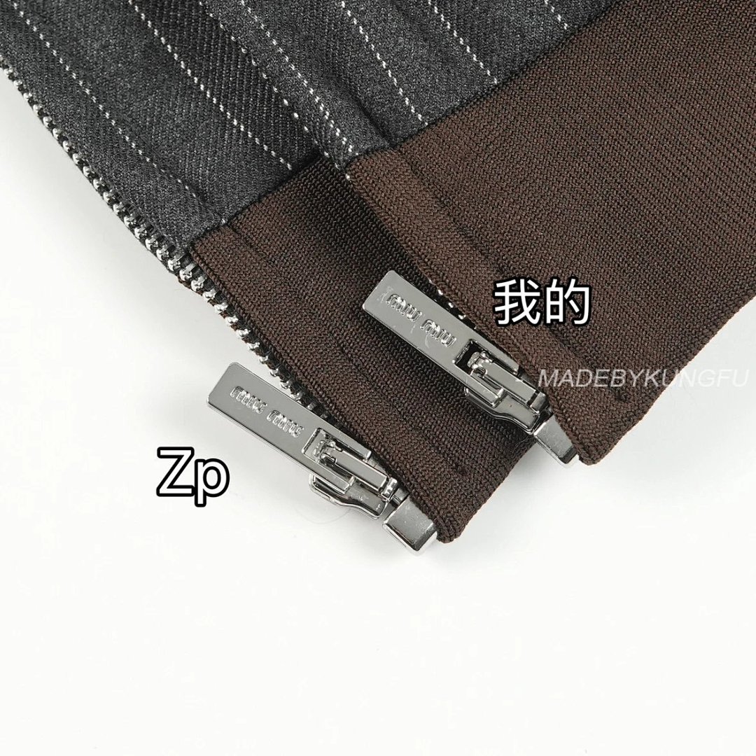 【A+ Item ID 8045 Miu “100% Cotton Wool ”FW25 Qixi Series Striped Zipper Stand Colla - Image 21