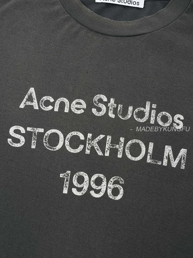 【A+ Item ID 9010 Acne Letter Print Round Neck Off Shoulder Long Sleeved Shirt - Image 15