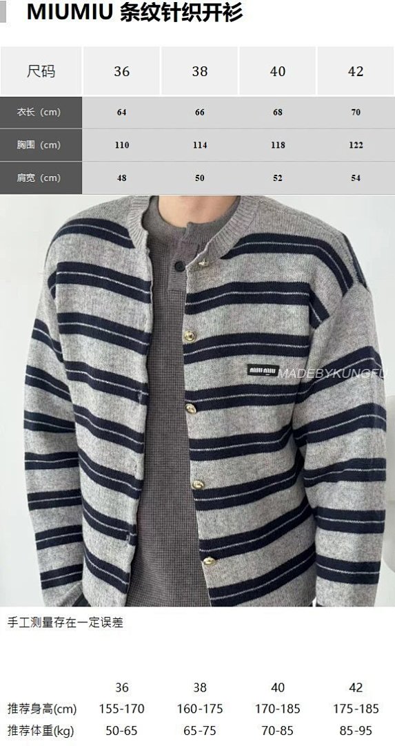 【A+ Item ID 8004 M1UM1U Miu Double-Layer Knitted Logo Patch Cardigan With _Precise - Image 35