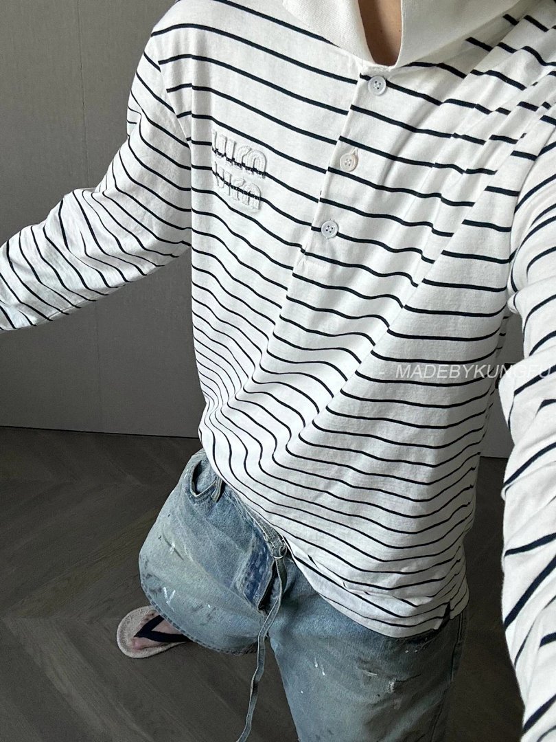 【A+ Item ID 8205 M1uM1U- Miu -2024Ss- Black And White Stripes Polo Shirt (Chest Le) - Image 30