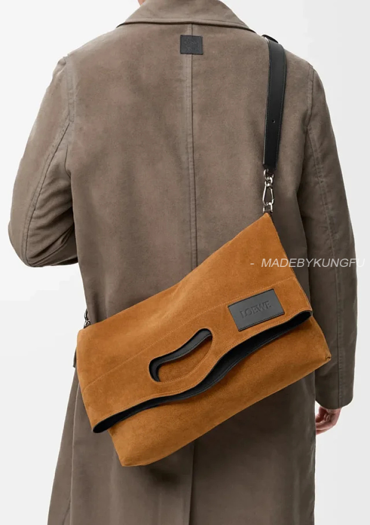 【A+ Item ID 9088 LOE Bob Special Structure Hand-Held Hollowshoulder Bag Imported Thick Suede Folda - Image 16