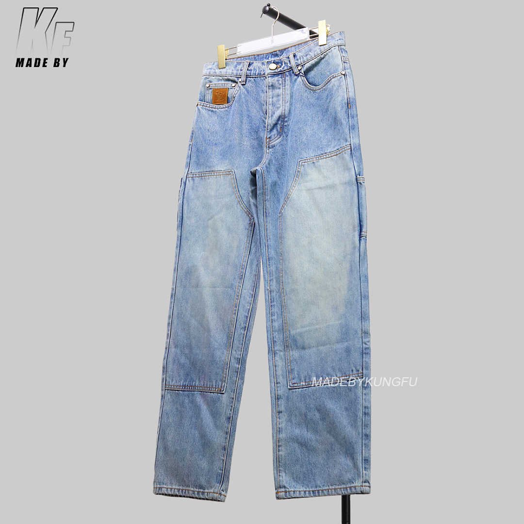 Christian Louboutin 1V Leather Label Pocket Embroidered Jeans - Image 21
