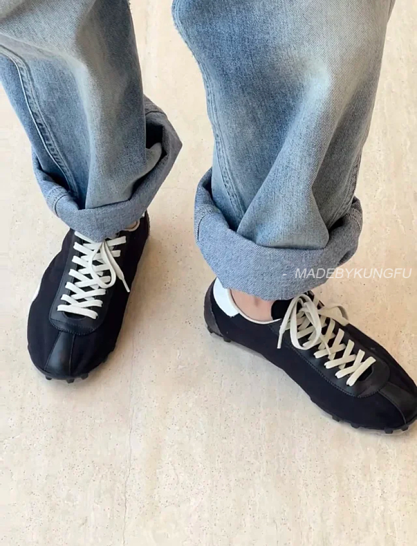 【A+ Item ID 9090 Maison Margiela Sprinters Calf Leather Studded Contrasting Round Toe Lace Up Low C - Image 4