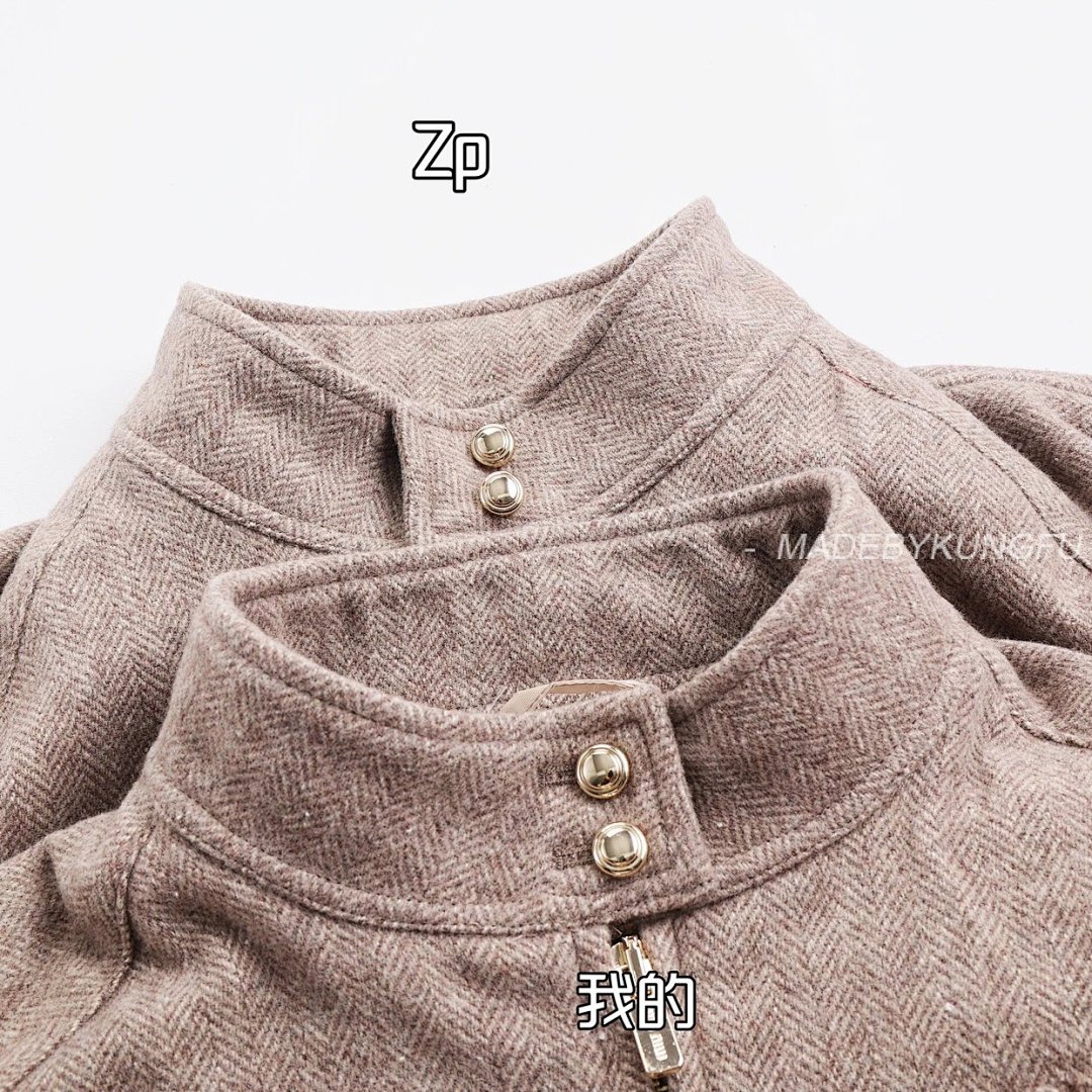 【A+ Item ID 8035 M1U-Miu-2024-Ss-Herringbone Wool Harrington Jacket (Stand Collar Work) - Image 39