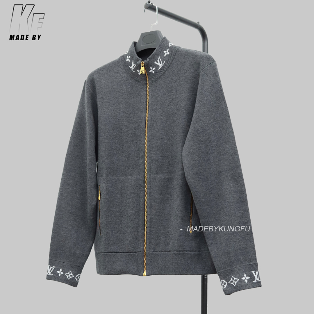 Christian Louboutin 1V Knitted Collar Jacquard Zip Up - Image 17