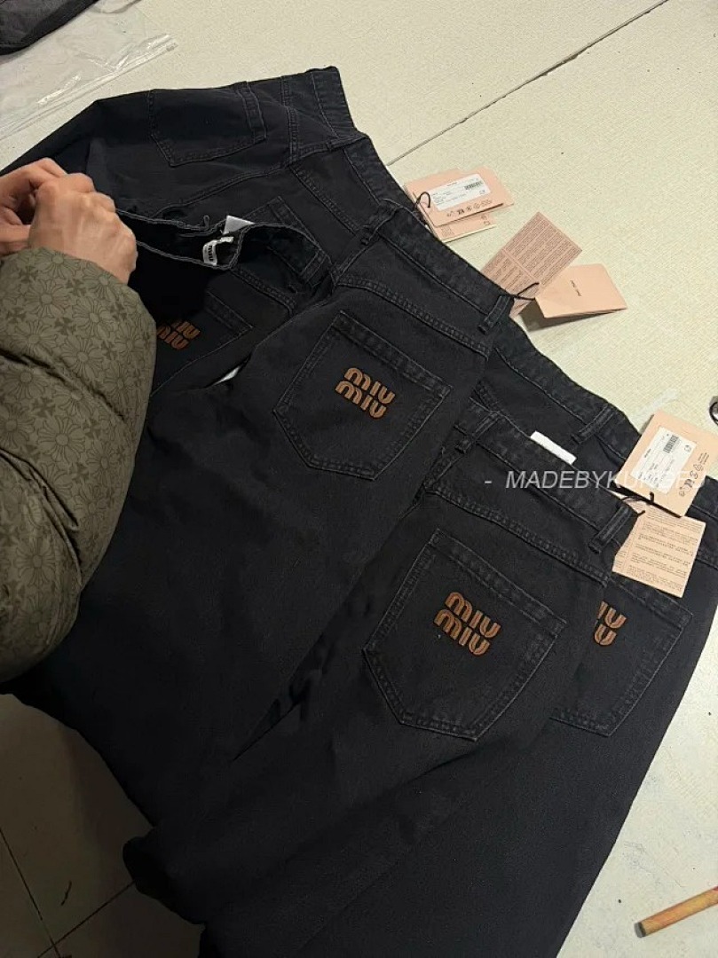 【A+ Item ID 9014 M1U Solid Color Washed Denim Pants With Embroidered Pockets - Image 6