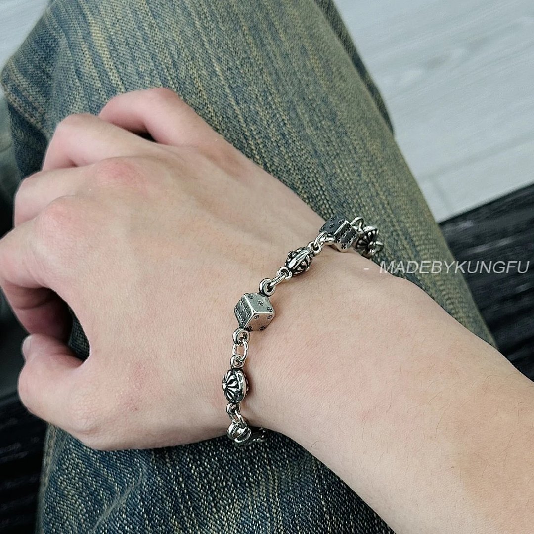 【A+ Item ID 8375 Chrome-Hearts- Crow Heart (Cross Dice Bracelet -925 Silver Hea) - Image 40