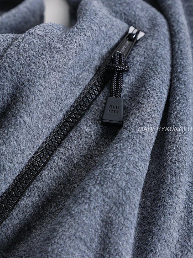 【A+ Item ID 8041 M1uMiu-2024-Ss-Fleece Zipper Jacket (Classic Small Label Embroidered) - Image 11