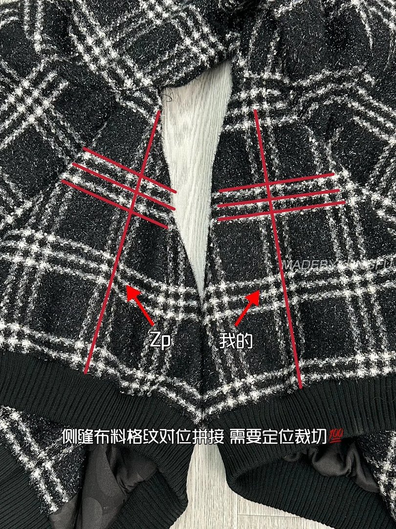 【A+ Item ID 8026 CHANE1- Chanel 22K Tweed Black And White Checkered Floral Coat - Image 3