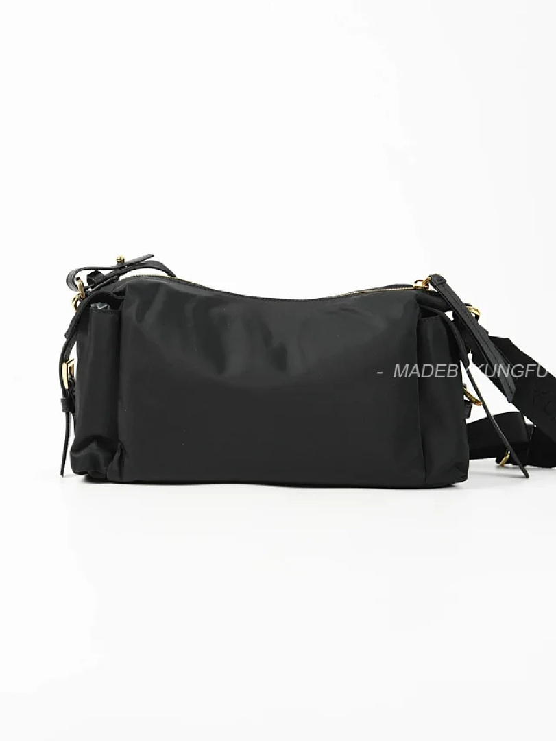 【A+ Item ID 9069 PRA Enamel Metal Triangle Logo Nylon Shoulder Cross Handbag Black Large - Image 27