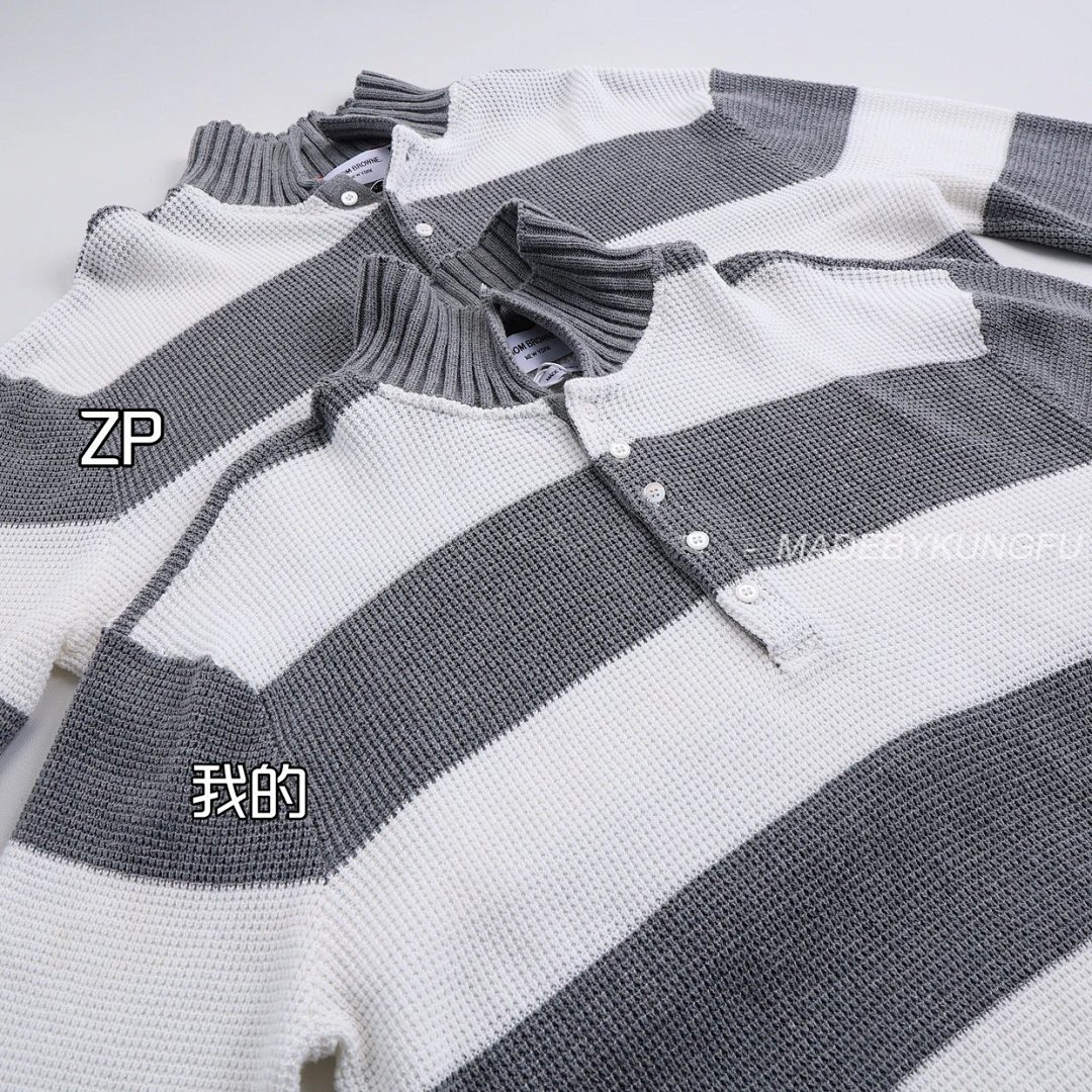 【A+ Item ID 8208 THOM-BR0WNE-TB-2024Ss- Gray And White Striped Knitting Needles POLO Sh - Image 30