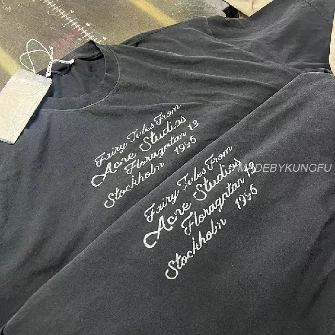 【A+ Item ID 9032 Acne 1996 Flocking Logo Printed Round Neck Loose Short Sleeved T-Shirt - Image 14