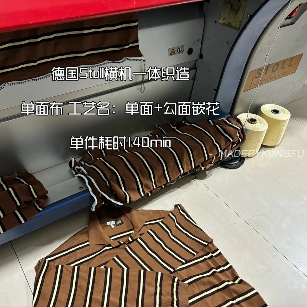 【A+ Item ID 8202 L0EWE- Luo Yiwei -2024Ss- Striped Knitted Cotton Polo Shirt (Brown St) - Image 4