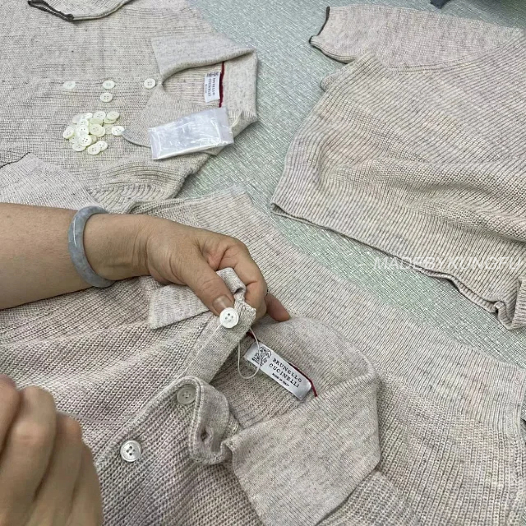 【A+ Item ID 9076 BC Natural Beimu Button Ribbed Knitted Collar Cotton Top Polo Shirt - Image 9