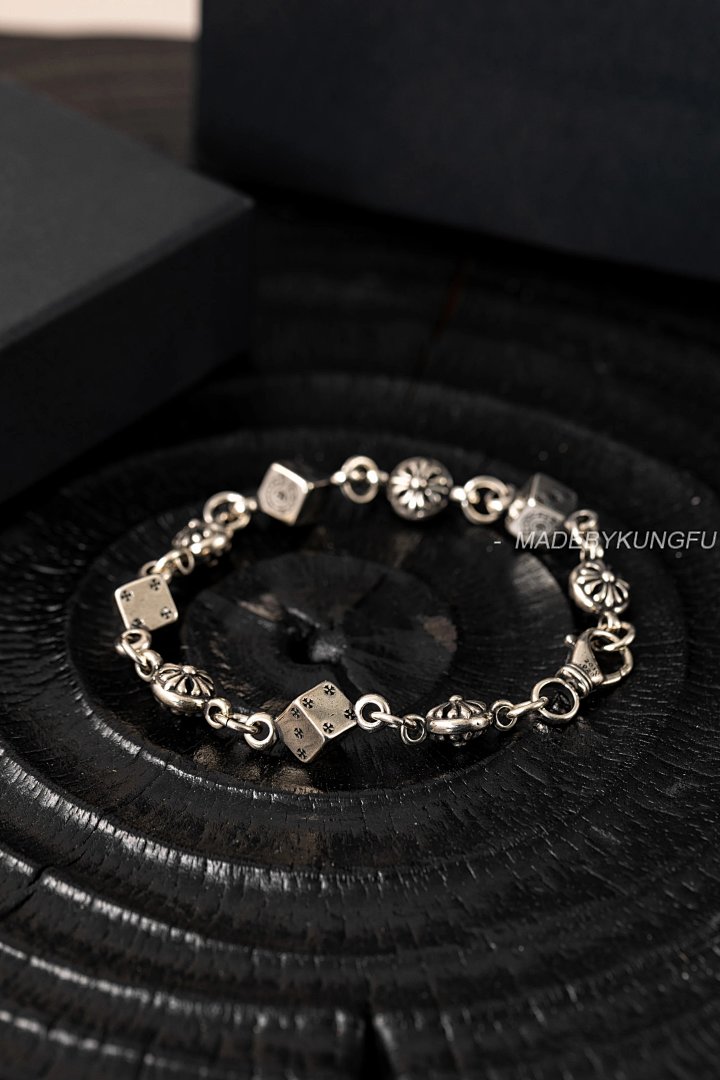 【A+ Item ID 8375 Chrome-Hearts- Crow Heart (Cross Dice Bracelet -925 Silver Hea) - Image 16