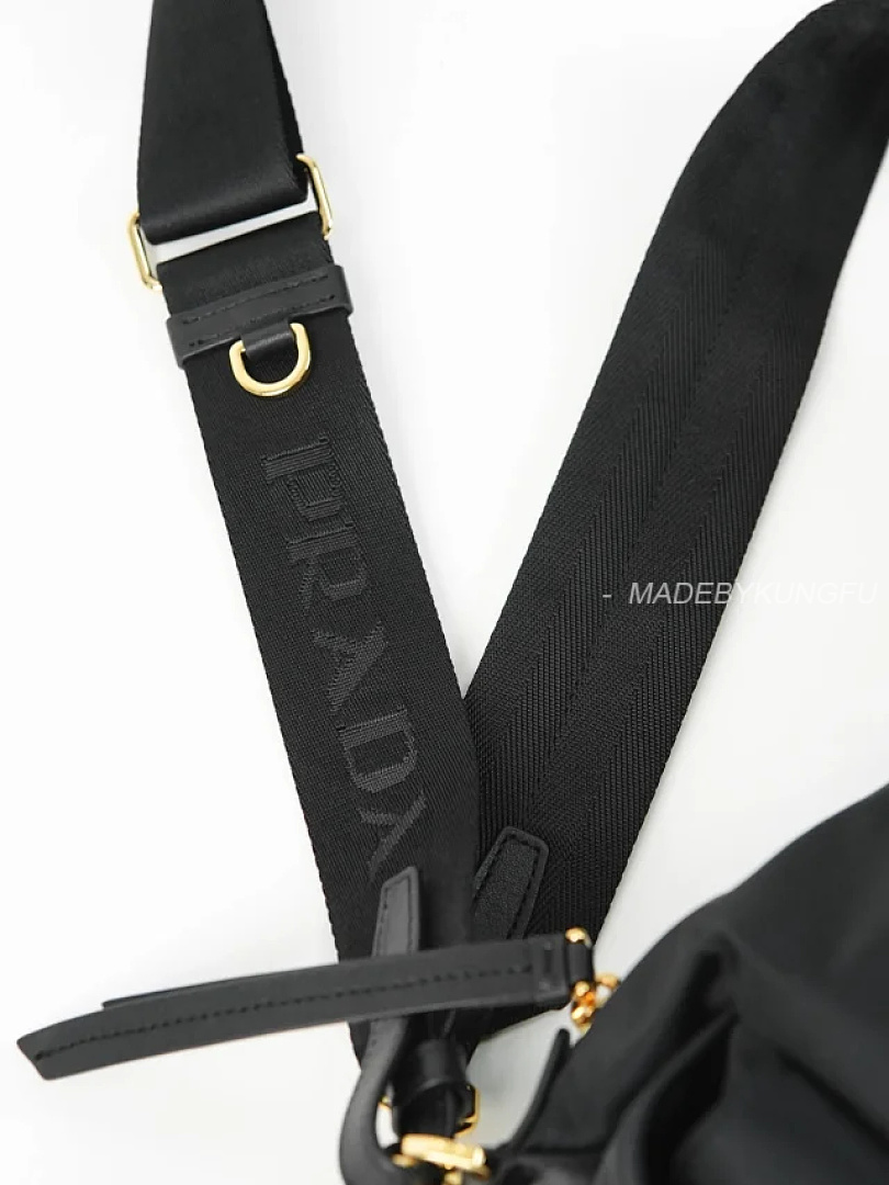 【A+ Item ID 9069 PRA Enamel Metal Triangle Logo Nylon Shoulder Cross Handbag Black Large - Image 22