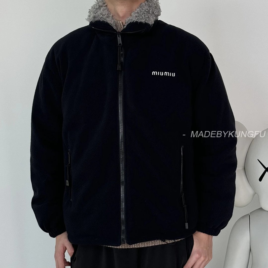 【A+ Item ID 8128 M1UM1U Miu _Mohair Blend Fur Collar_ FW25 Solid Color Stand Up Col