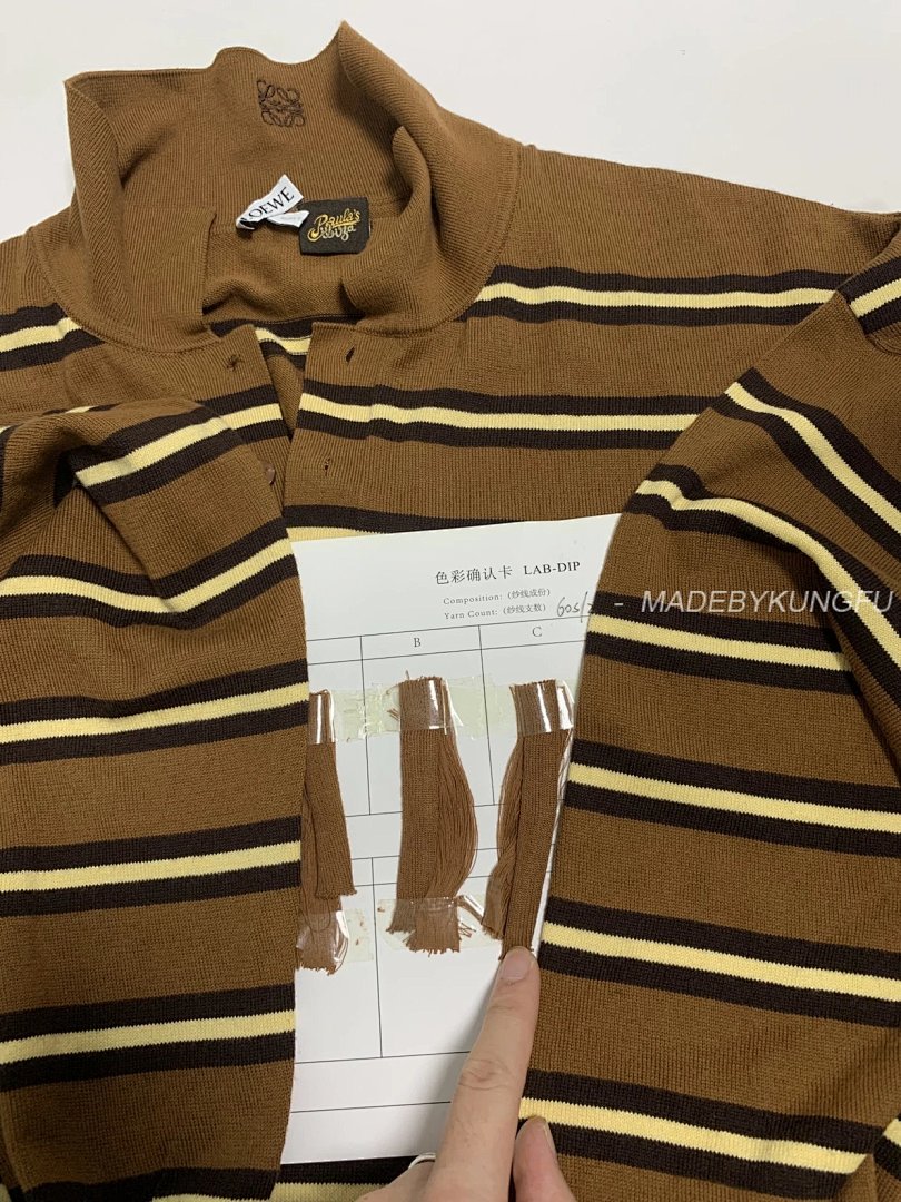 【A+ Item ID 8202 L0EWE- Luo Yiwei -2024Ss- Striped Knitted Cotton Polo Shirt (Brown St) - Image 40
