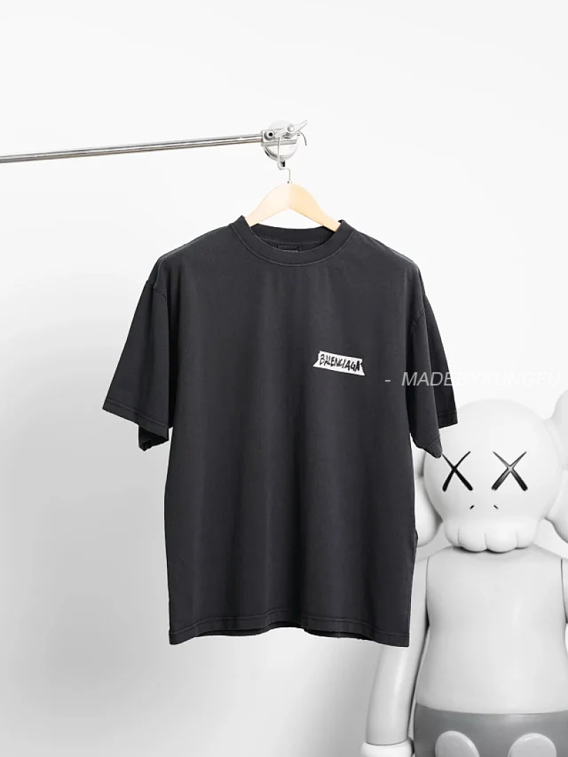 【A+ Item ID 9051 BLCG Pattern Paper Series Short Sleeve Retro Distressed Round Neck T-Shirt Regular - Image 36