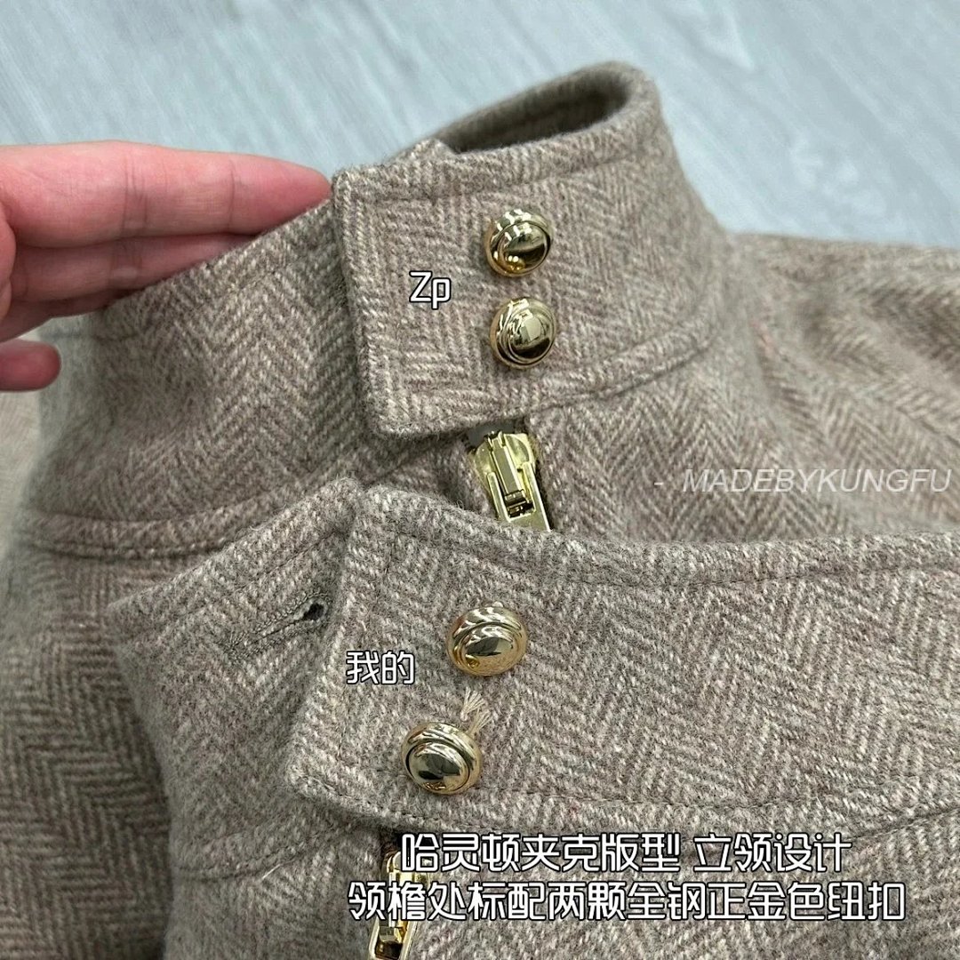 【A+ Item ID 8035 M1U-Miu-2024-Ss-Herringbone Wool Harrington Jacket (Stand Collar Work) - Image 3