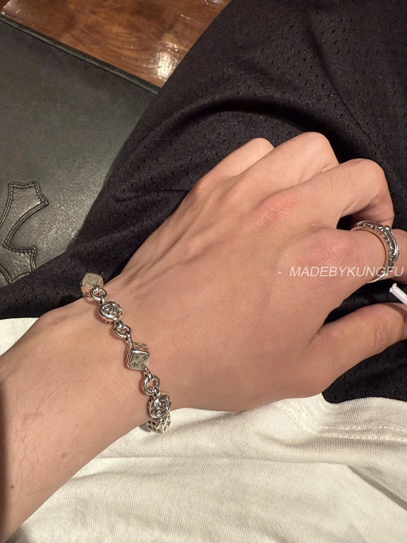 【A+ Item ID 8375 Chrome-Hearts- Crow Heart (Cross Dice Bracelet -925 Silver Hea) - Image 30