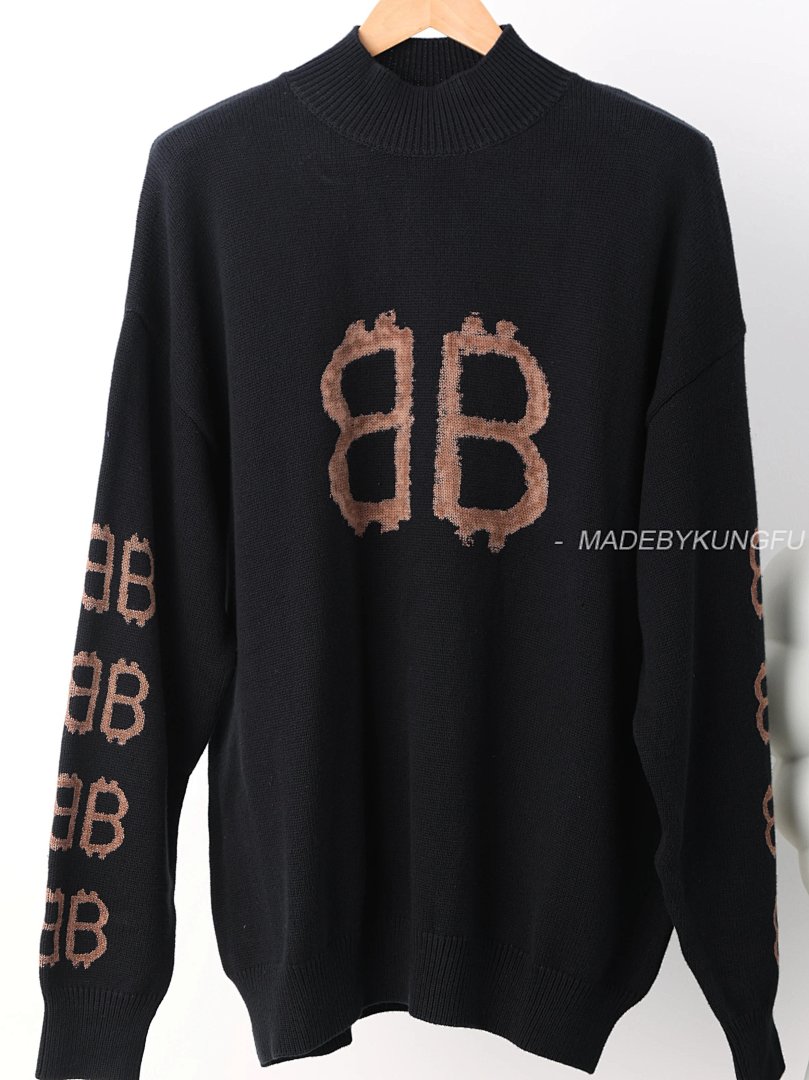 【A+ Item ID 8250 Balenci@Ga- Paris -2024Ss- Mud Dyed Double B Printed Sweater (Turtlen) - Image 16