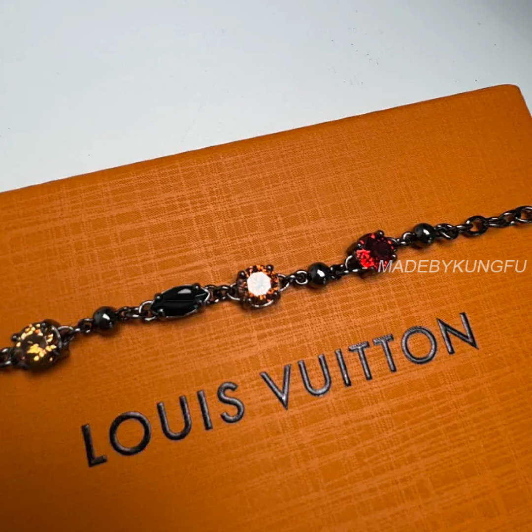 【A+ Item ID 9070 Light Brac 23 Show Brass Bracelet Gun Gray Precision Cut Artificial Gemstone Unise - Image 14