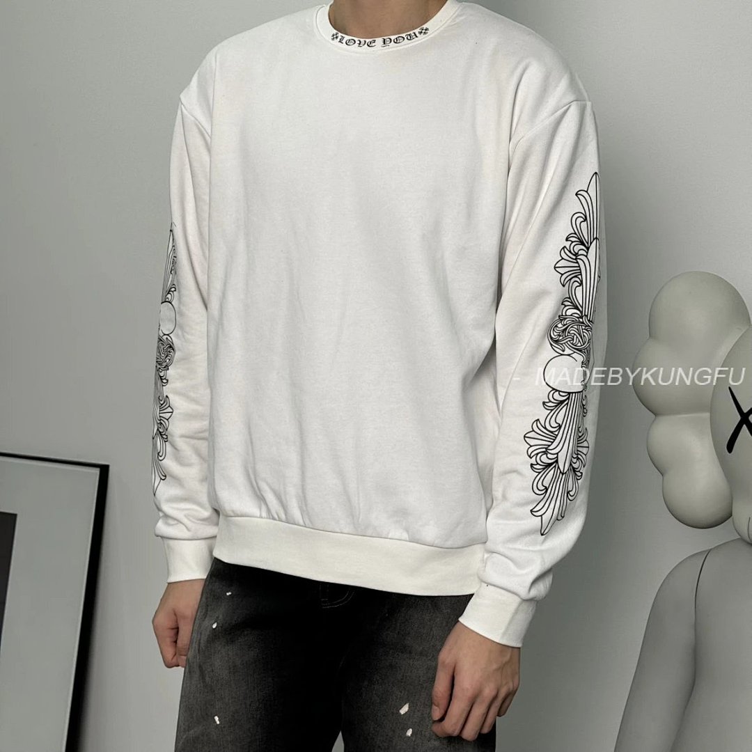 【A+ 【A+ Item ID 8077 CH Series “ Velvet Lining ” Love Vine Printed Round Neck Pullover Long, photo 1