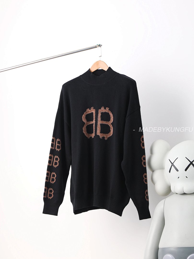 【A+ Item ID 8250 Balenci@Ga- Paris -2024Ss- Mud Dyed Double B Printed Sweater (Turtlen) - Image 15