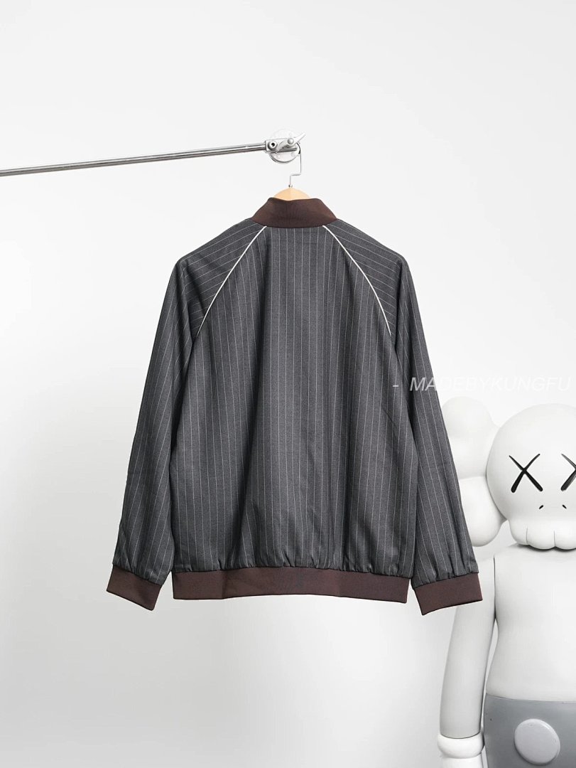 【A+ Item ID 8045 Miu “100% Cotton Wool ”FW25 Qixi Series Striped Zipper Stand Colla - Image 12