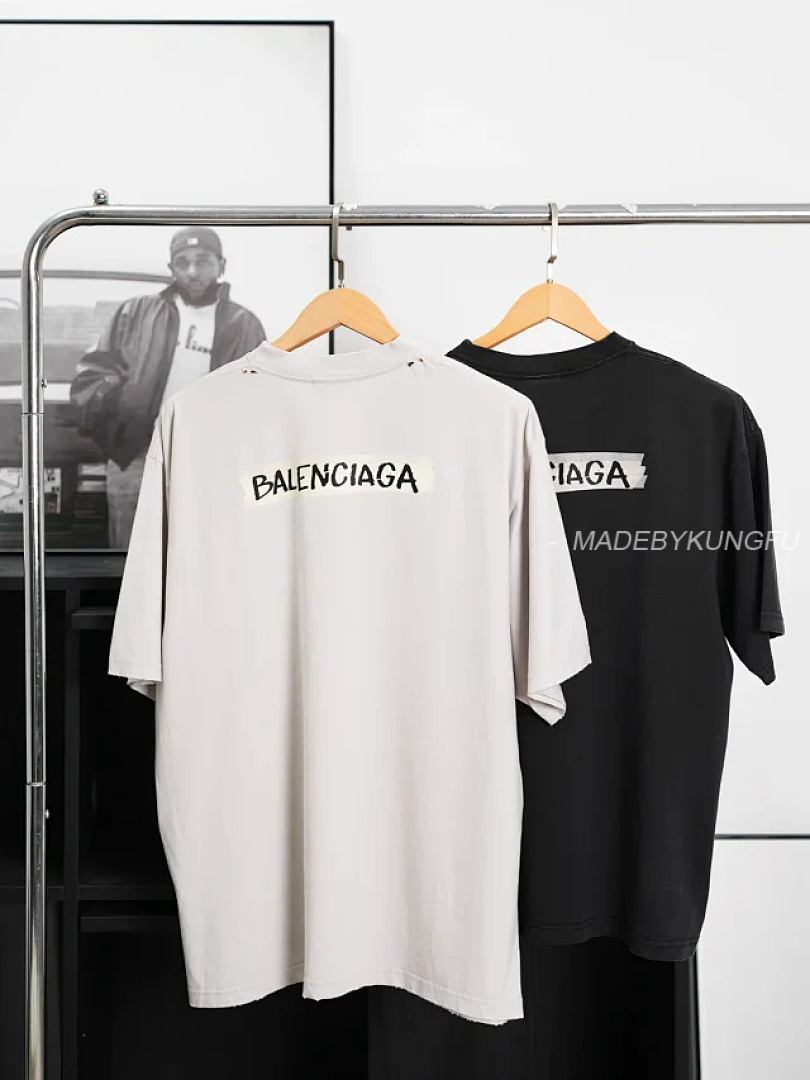 【A+ Item ID 9051 BLCG Pattern Paper Series Short Sleeve Retro Distressed Round Neck T-Shirt Regular - Image 38