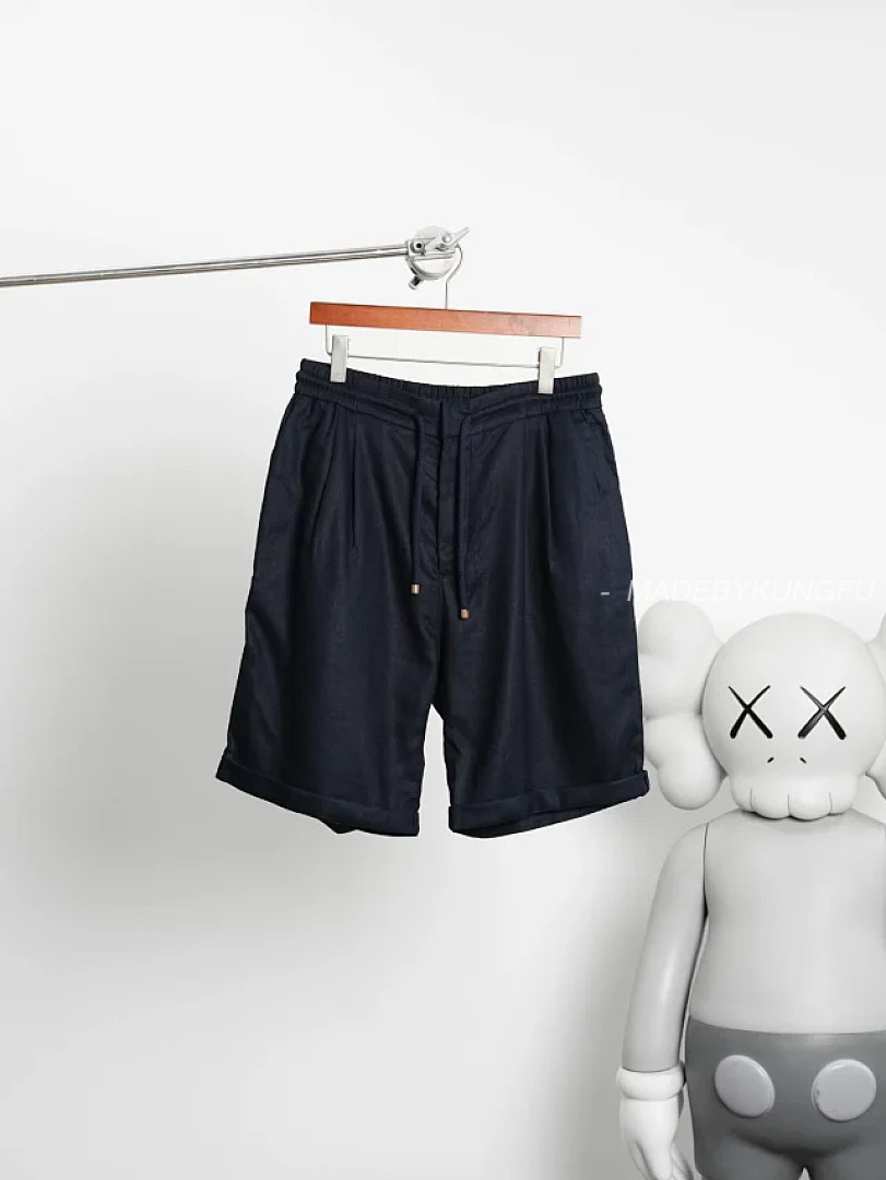 【A+ Item ID 9079 BC Natural Linen Rolled Edge Shorts With Double Pleat Design, Drawstring, Elastic - Image 25
