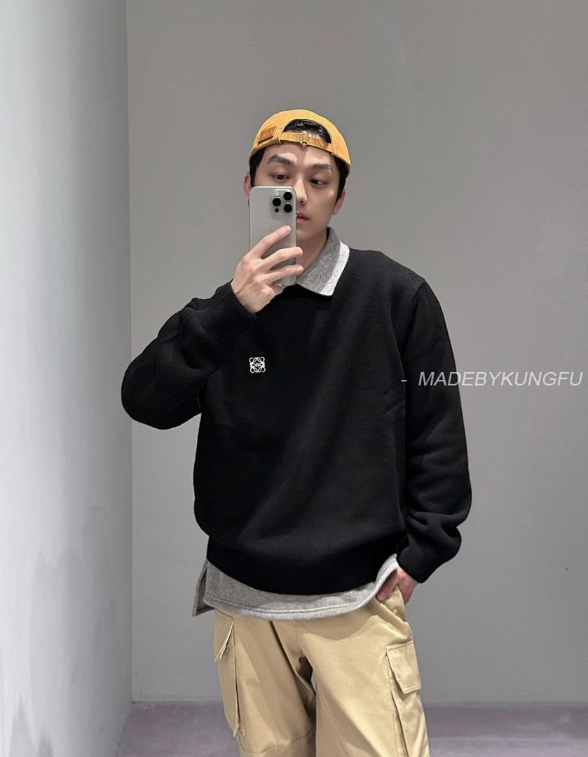 【A+ Item ID 8083 L0EWE Luo Yiwei “100% Superfine Merino Wool ”FW23Logo Embroidered Roun - Image 29