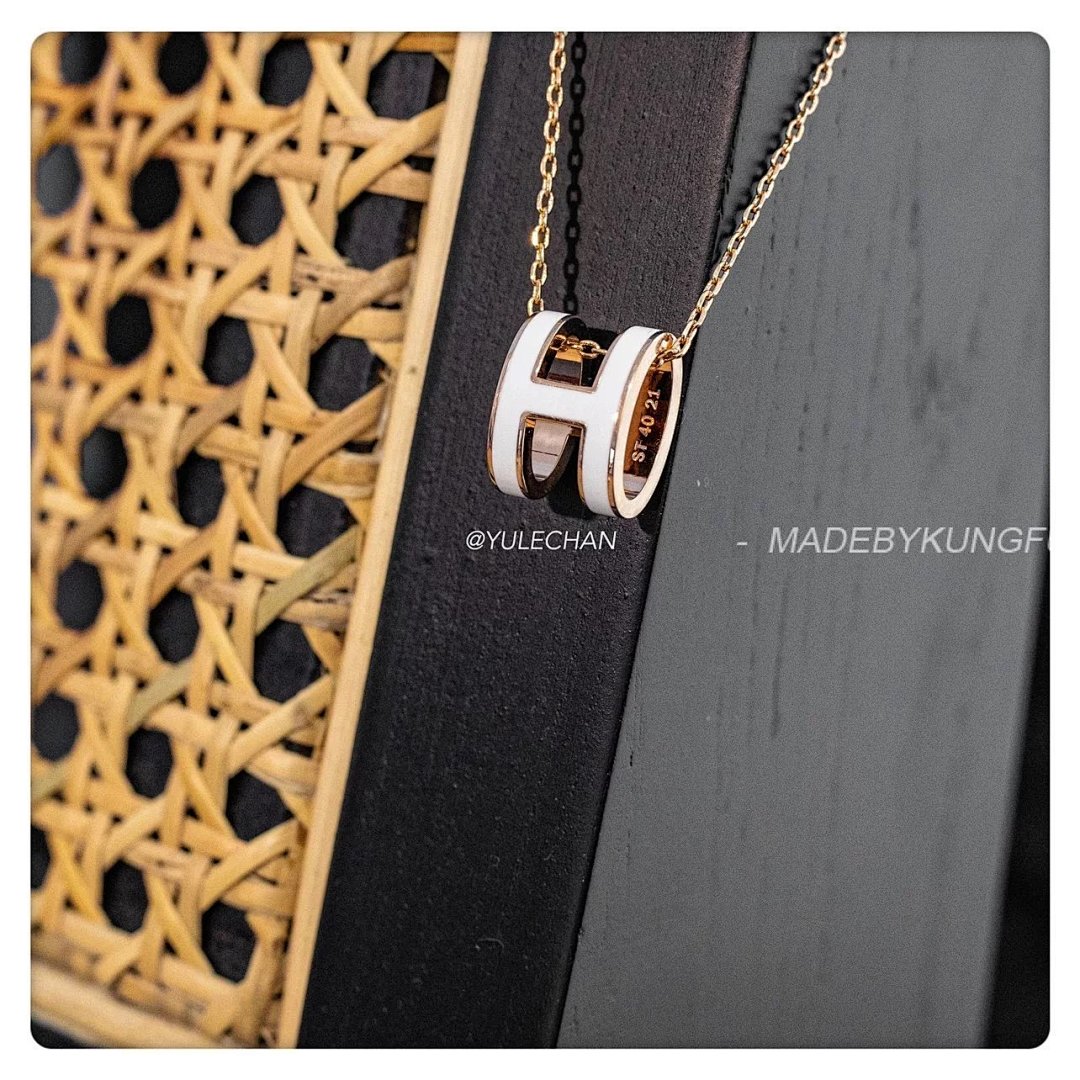 【A+ Item ID 8380 H Letter Necklace -Mini Pendant (Rose Gold Clavicle) - Image 21