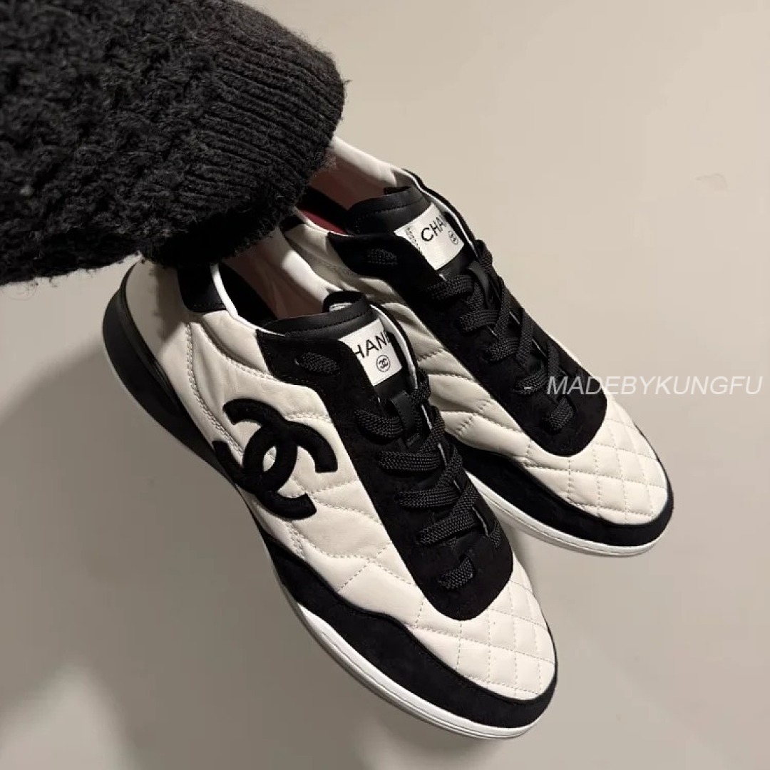 【A+ Item ID 9041 CHANE1 Imported Sheepskin 26S Cowhide Plush Round Headed Panda Low Top German Trai - Image 3