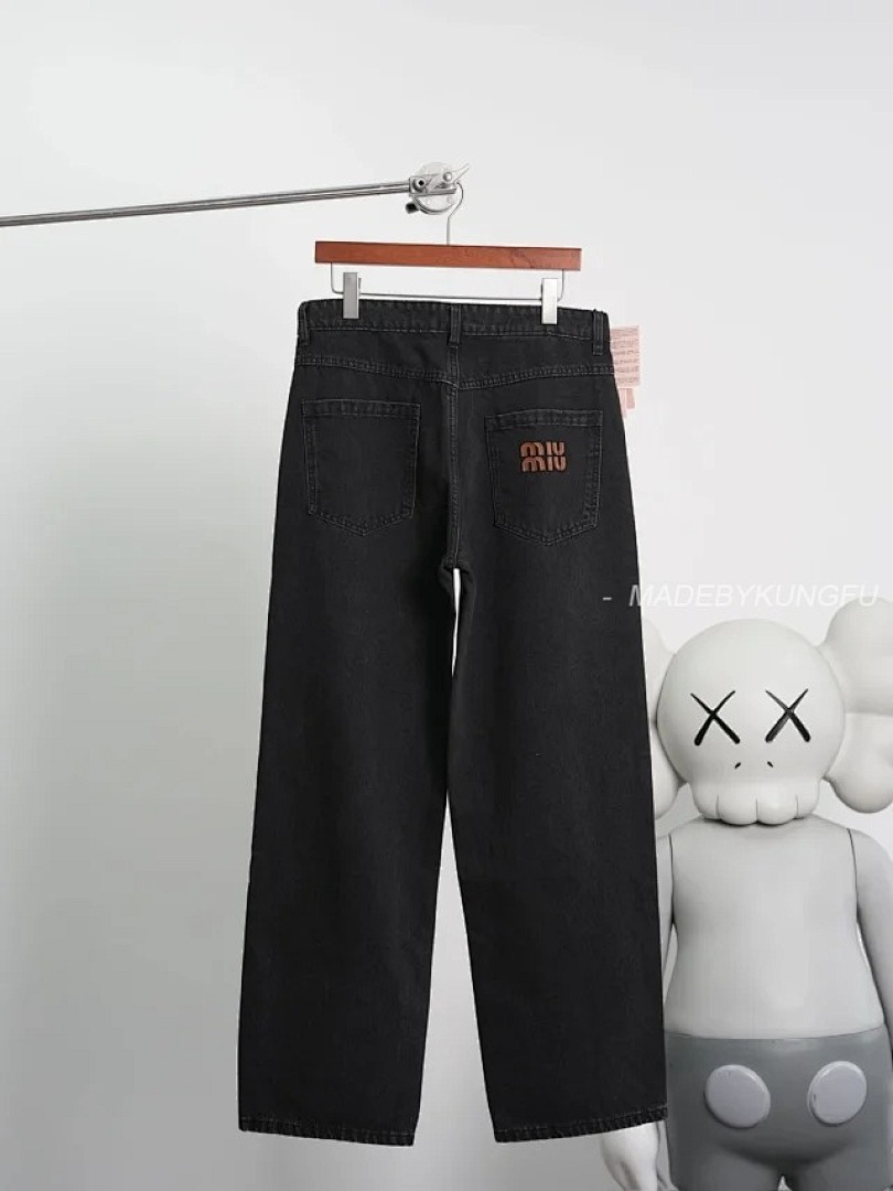 【A+ Item ID 9014 M1U Solid Color Washed Denim Pants With Embroidered Pockets - Image 16