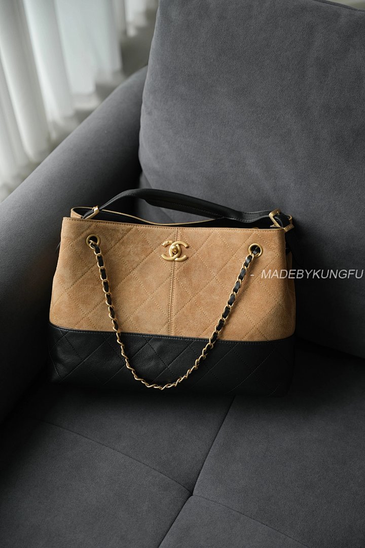 【A+ Item ID 8513 Xiaoxiang 25A Suede Color Blocked Handbag (_Imported Suede_ Small) - Image 2