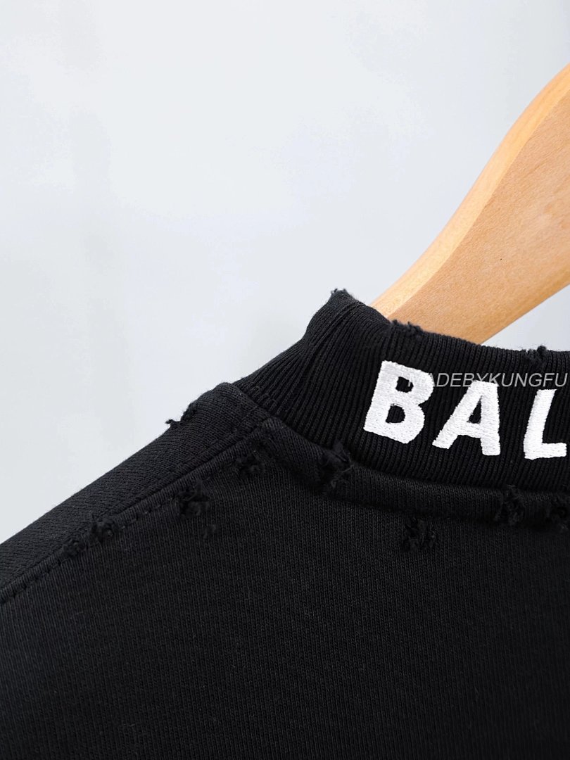【A+ Item ID 8073 Balenci@Ga- Paris -2023Ss- Back Neck Lettering Logo- Crew Sweatsh - Image 6