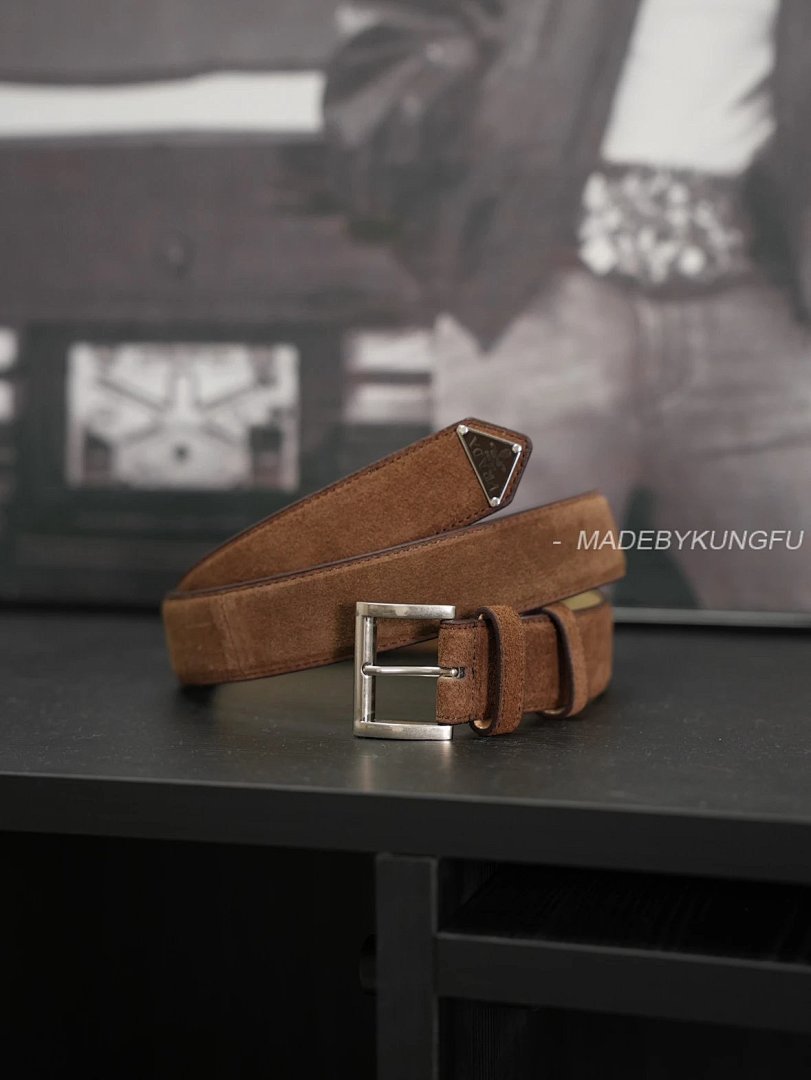 【A+ Item ID 8400 PRD _High Definition Triangle_ Logo Enamel Belt (_Imported Suede_ Bro)