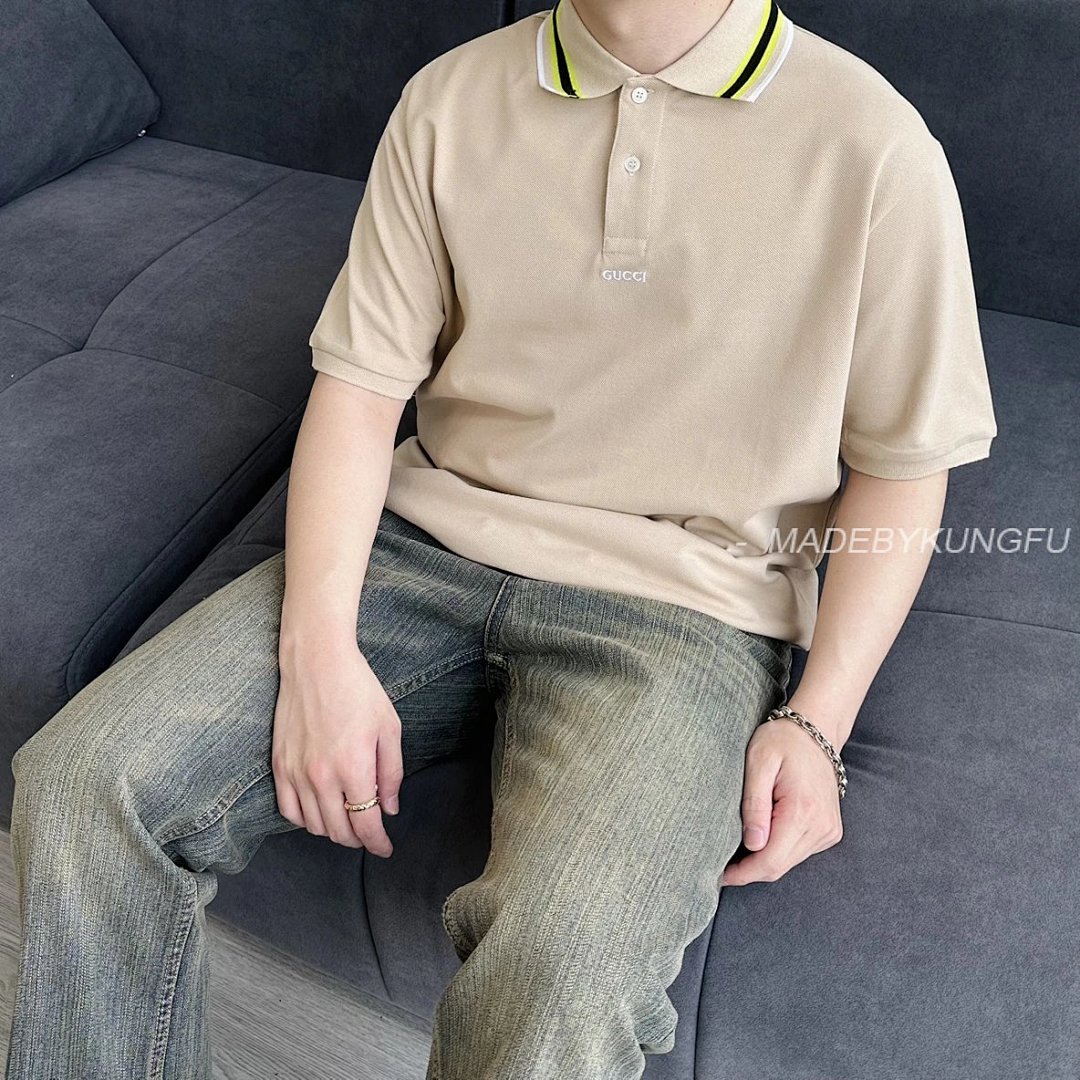 【A+ Item ID 8313 GUCC1-GC-2024Ss-Basic Striped Collar Polo Shirt (High Setting Bead Co) - Image 25