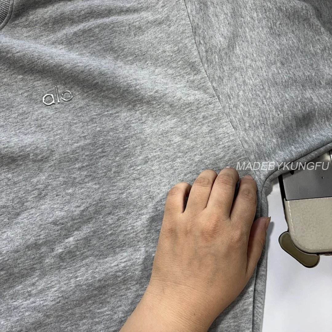 【A+ Item ID 8067 Alo-Logo Logo Crew Neck Loose Long Sleeve Sweatshirt (Black White) - Image 36