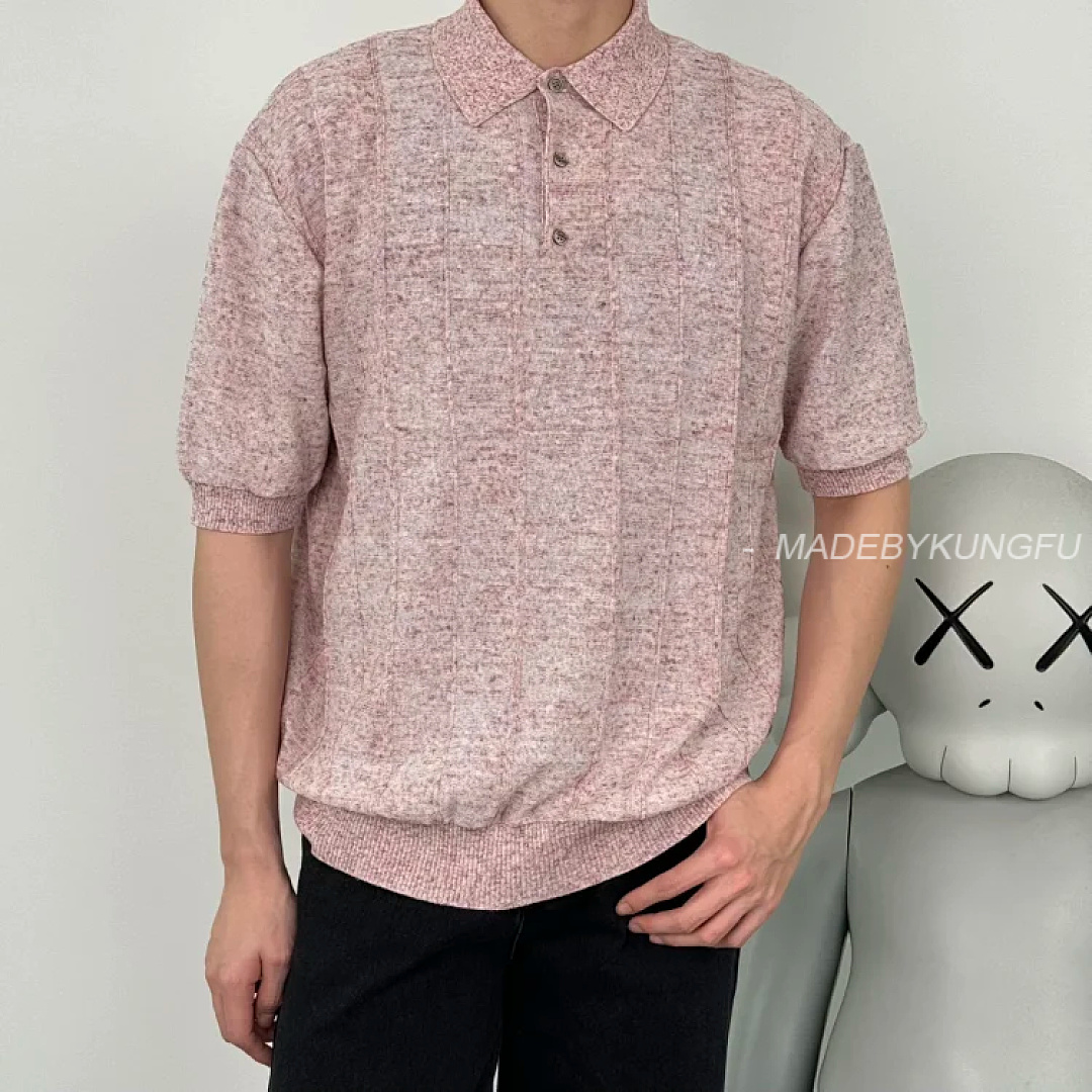 【A+ Item ID 9047 Loro 80 Linen Blended Fabric Knitted Polo Breathable Casual Short Sleeve