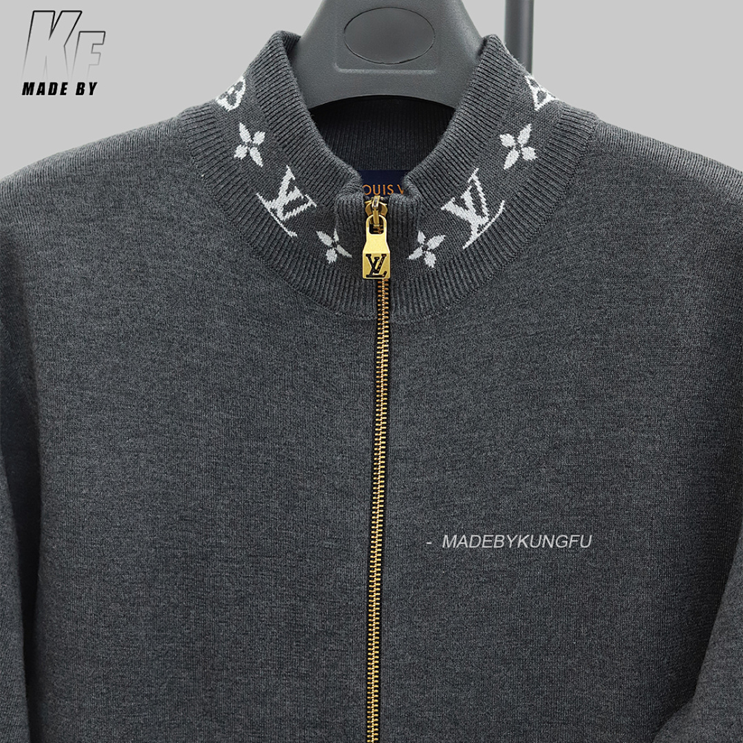 Christian Louboutin 1V Knitted Collar Jacquard Zip Up - Image 13