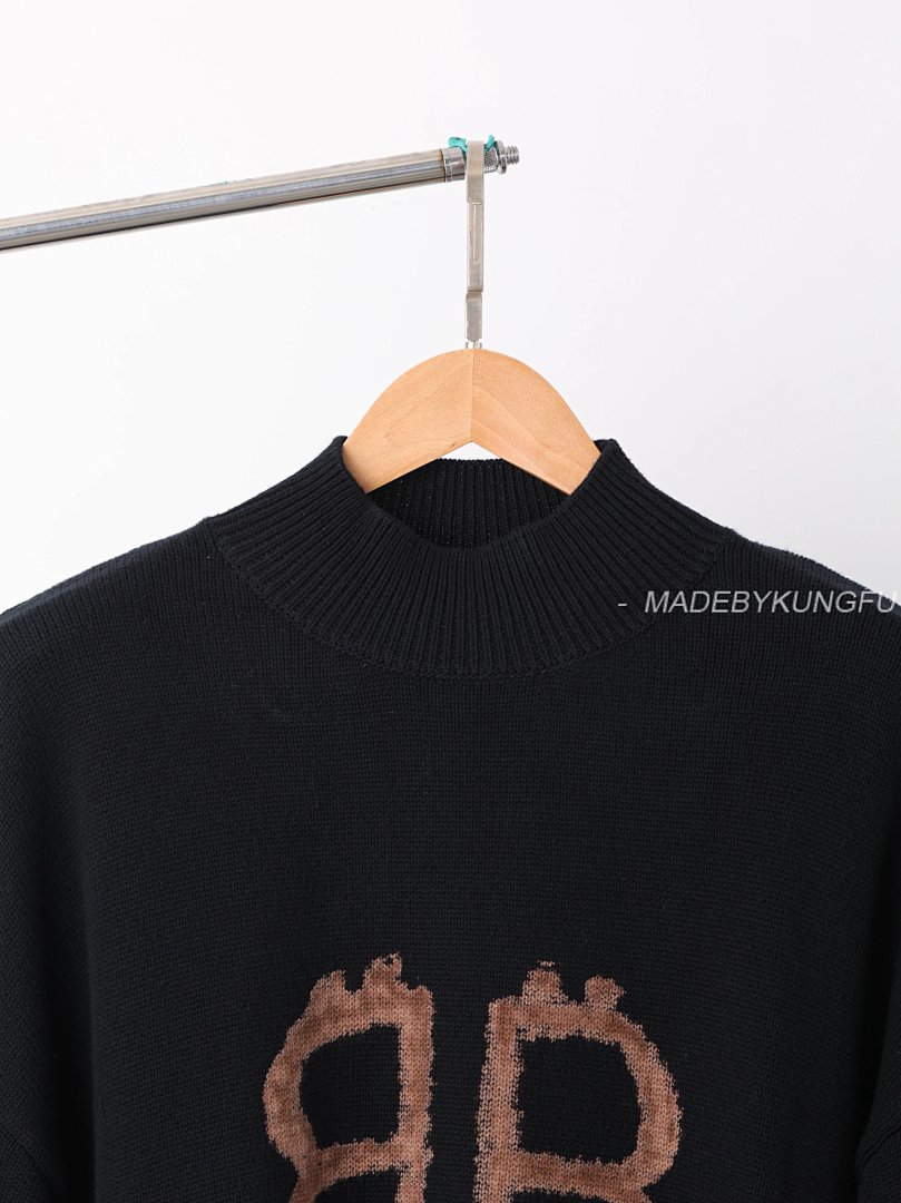 【A+ Item ID 8250 Balenci@Ga- Paris -2024Ss- Mud Dyed Double B Printed Sweater (Turtlen) - Image 6